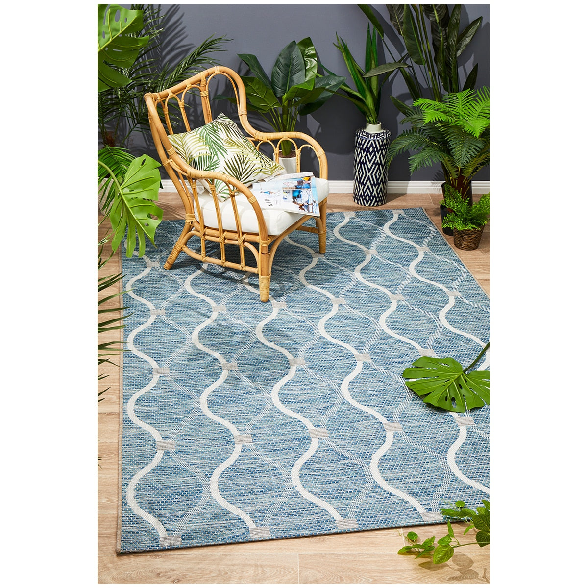 Rug Culture Terrace 5501 Indoor/Outdoor Rug 230 x 160cm Blue 456 - SuperSaverAU - view 7