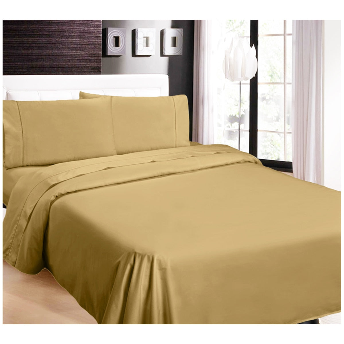 Ramesses 1100 Thread Count Cotton Sateen King Sheet Set Latte - SuperSaverAU - view 2