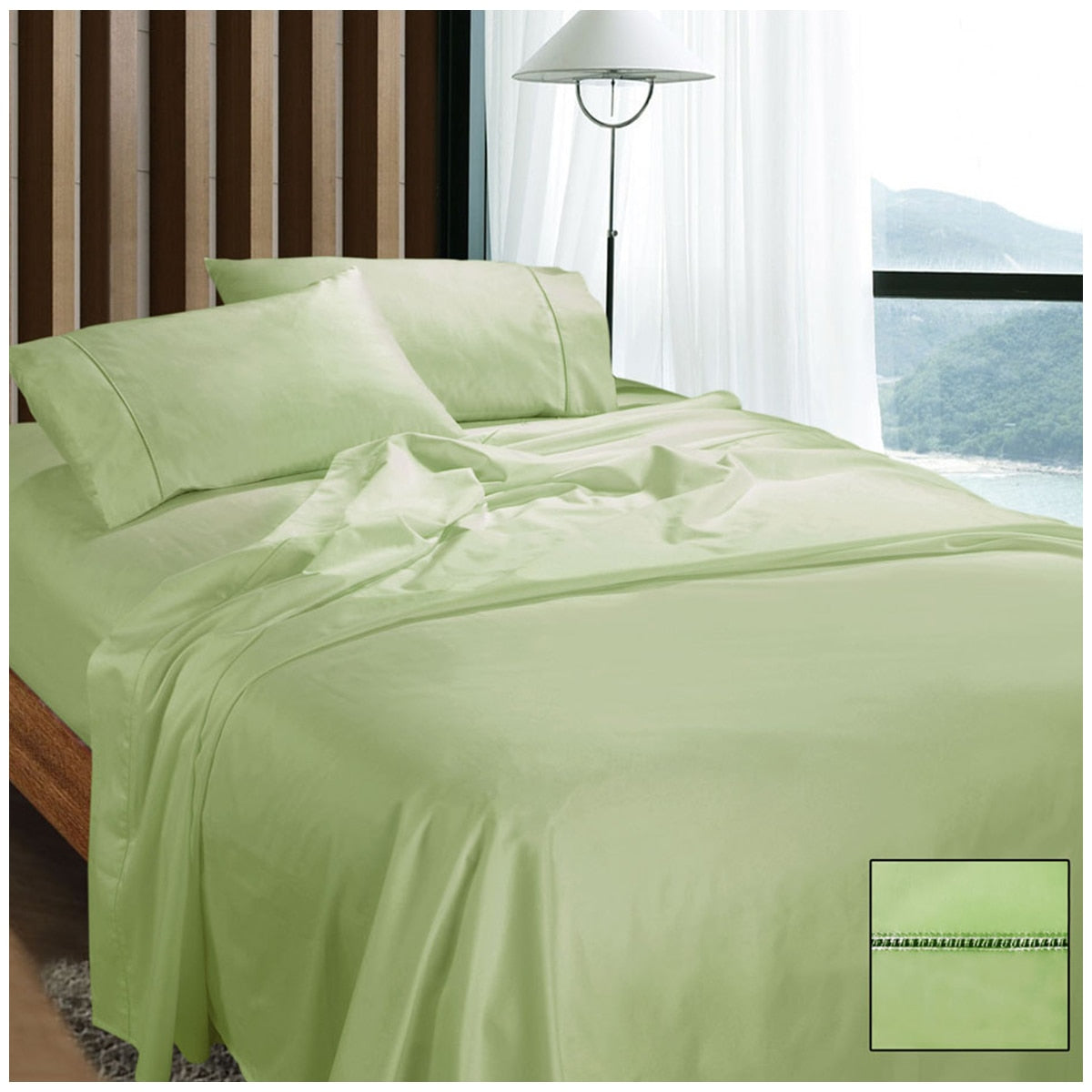 Ramesses 1100 Thread Count Cotton Sateen King Sheet Set Mint - SuperSaverAU - view 1