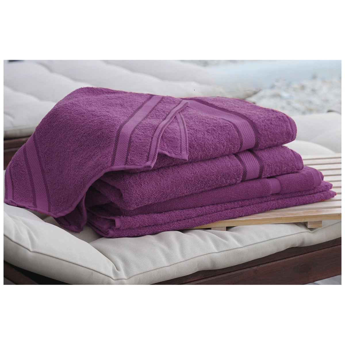 Kingtex Plain Dyed Combed Cotton Bath Sheet Set 7 Piece Shiraz - SuperSaverAU - view 1