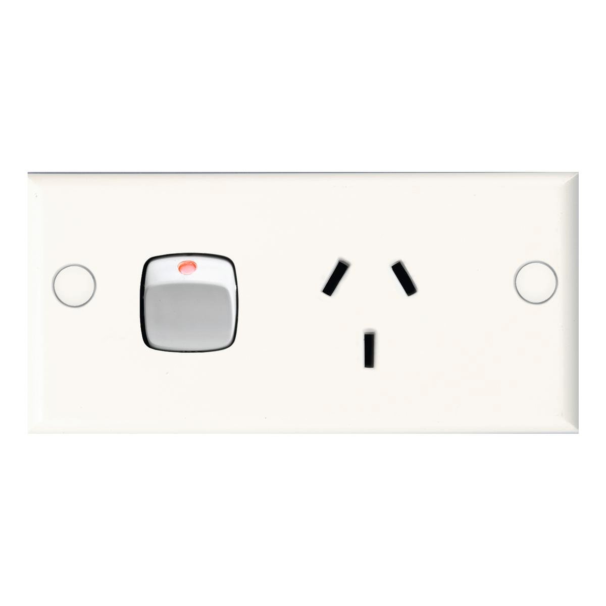 HPM Single Slimline Powerpoint - 98mm x 46mm - Plastic - Reliable - SuperSaverAU - view 1