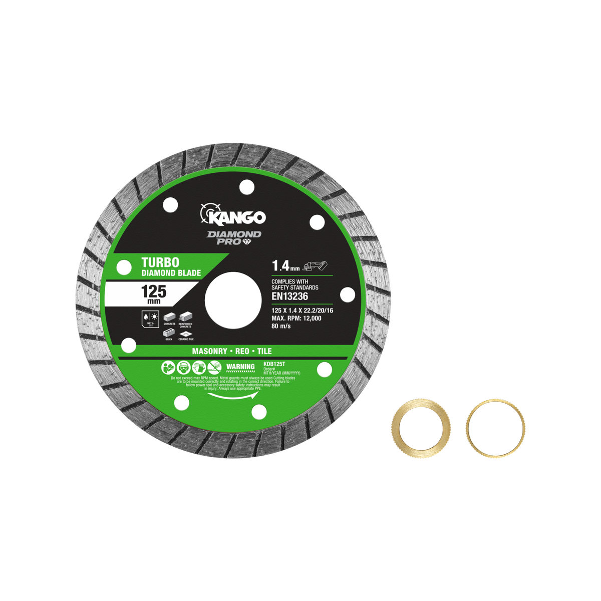 Kango 125mm Turbo Diamond Saw Blade Green KDB125T