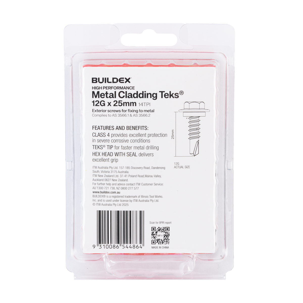 Buildex Cladding Fencing Teks Screws 12g x 25mm - 50 Pack - Self-Drilling - Corrosion-Resistant - SuperSaverAU - view 2