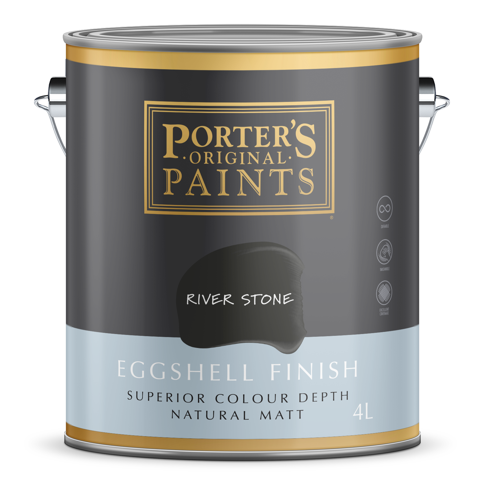 Porter's 4L River Stone Eggshell Broadwall Washable Paint