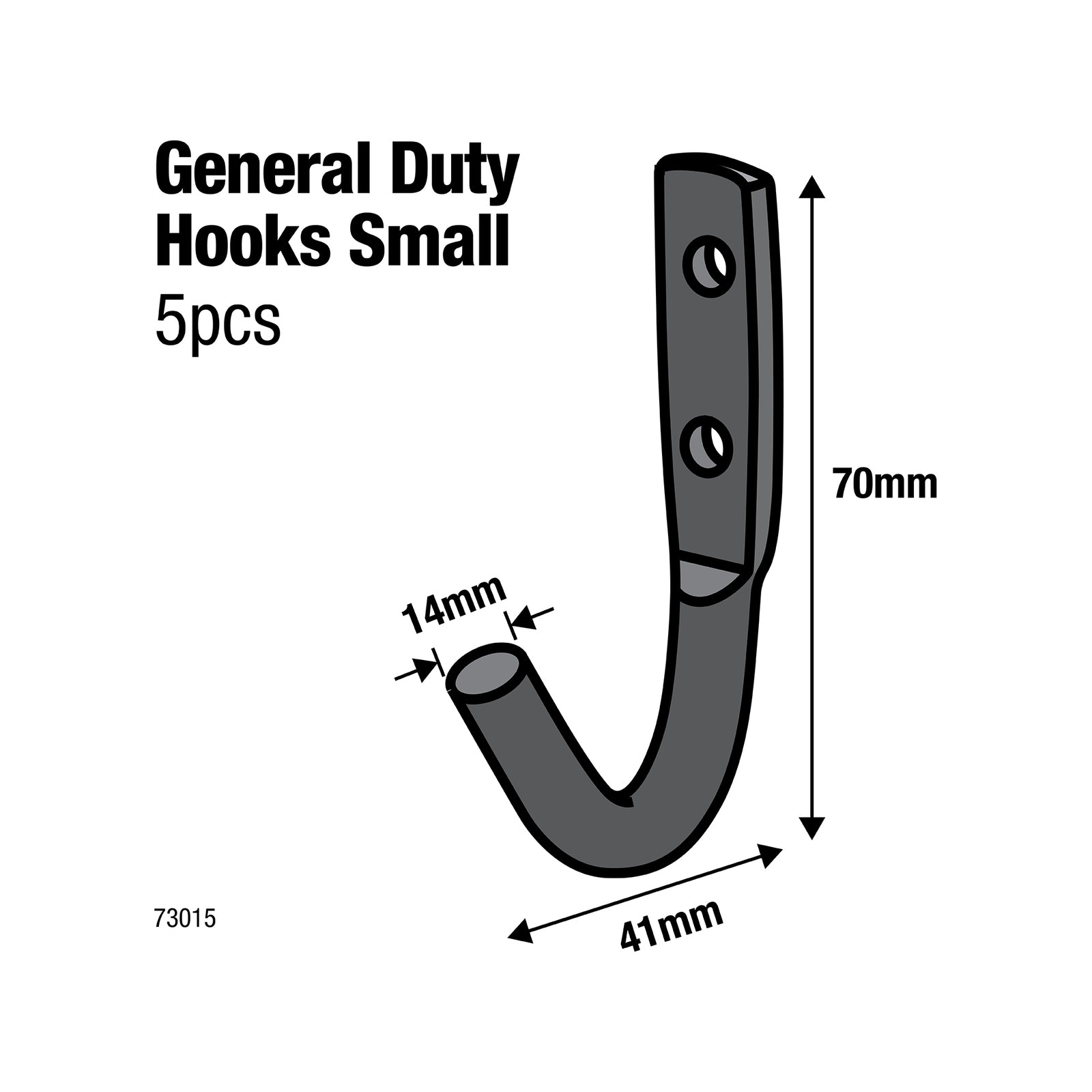 Everhang Small Steel J Bolt Hook 5 Pack - Black