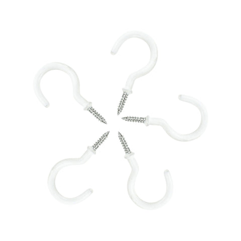 Windoware 16mm White Plastic Coated Metal Curtain Rod Cup Hooks - 5 Pack