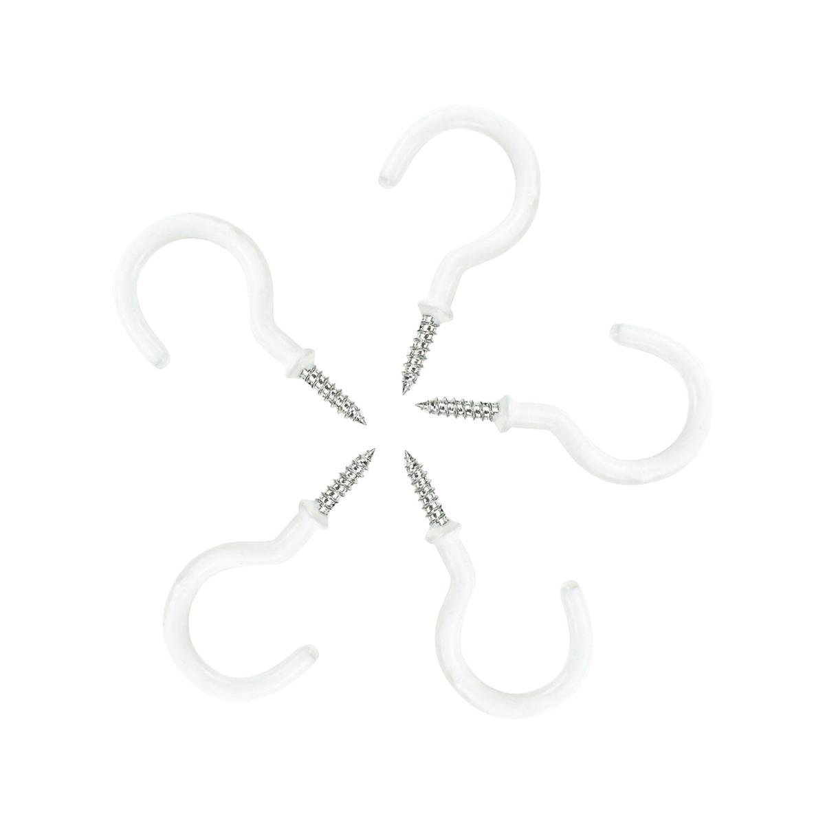 Windoware 16mm White Plastic Coated Metal Curtain Rod Cup Hooks - 5 Pack