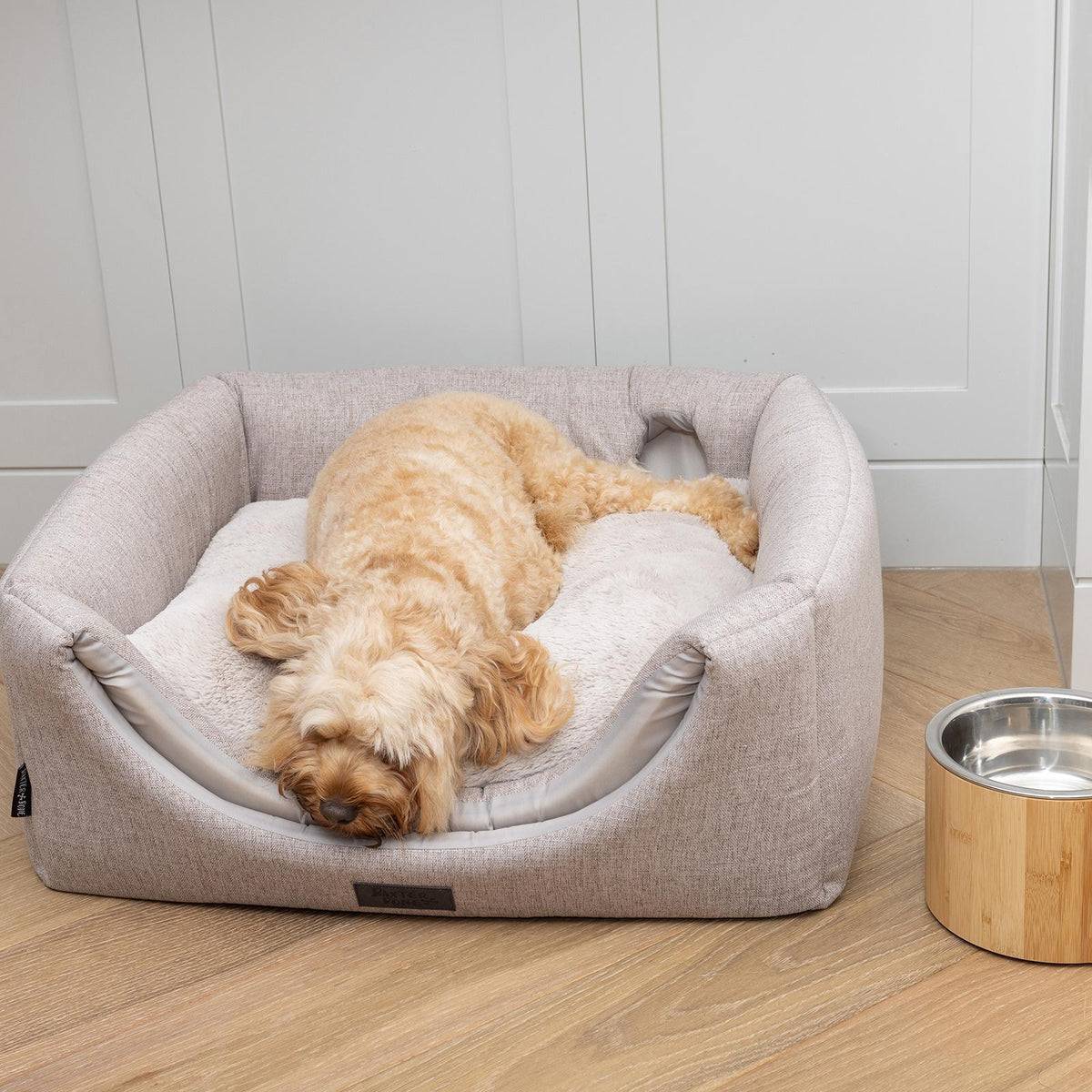Baxter Bone Medium Bamboo Stainless Steel Elevated Pet Bowl 0.8L Non-Slip
