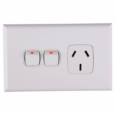 HPM Excel Single Powerpoint with Extra Switch, 10A, Surface Mount, Matt White