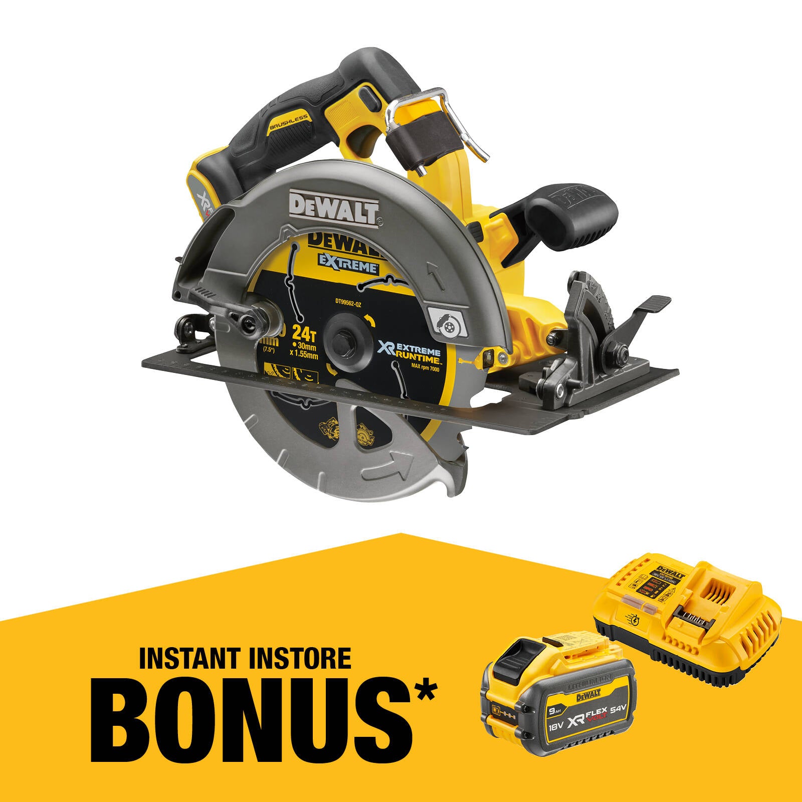 DeWALT 54V 184mm FlexVolt Cordless Circular Saw Skin Only DCS578N-XE