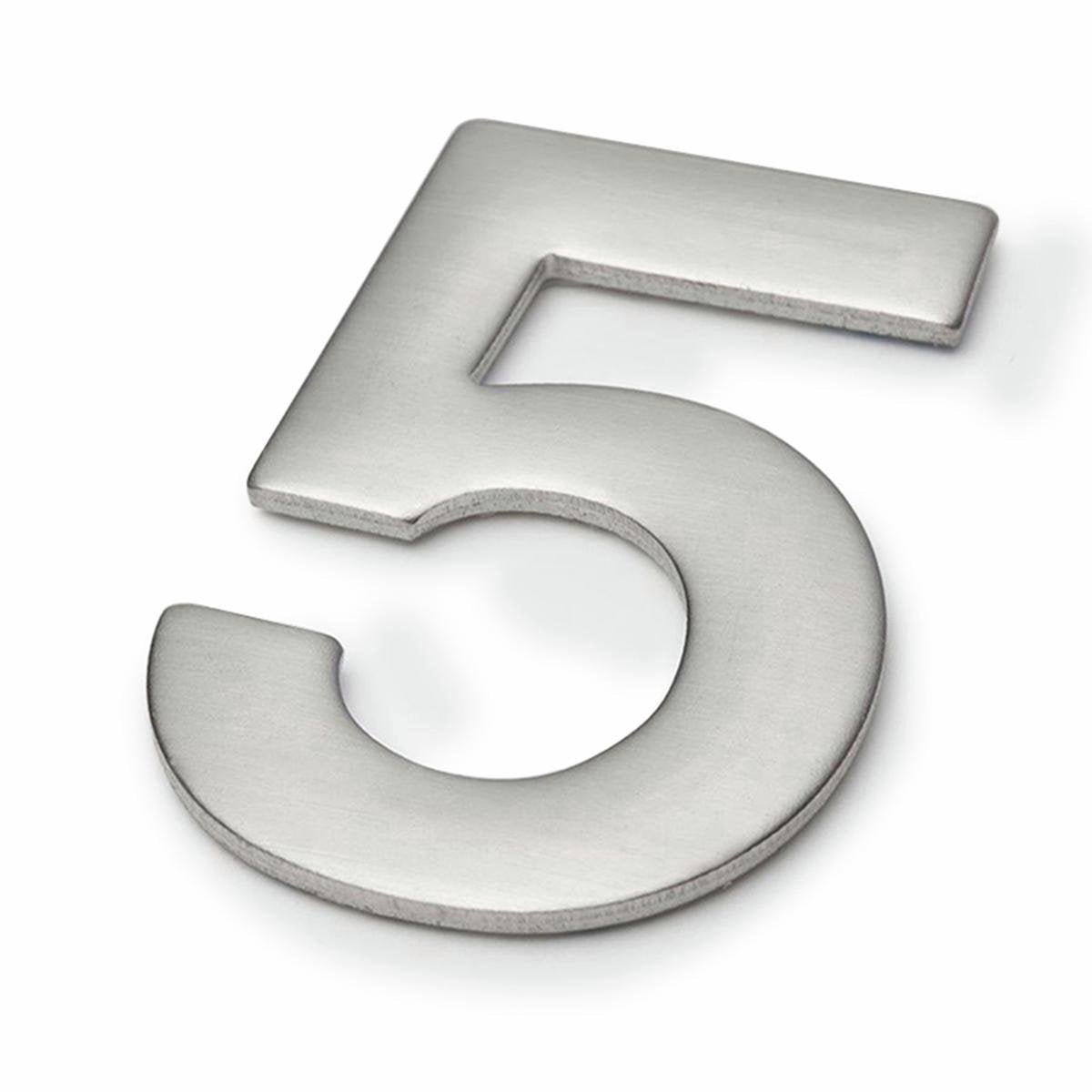 Sandleford Mode House Number 5 Brushed Stainless Steel 50mm Weatherproof