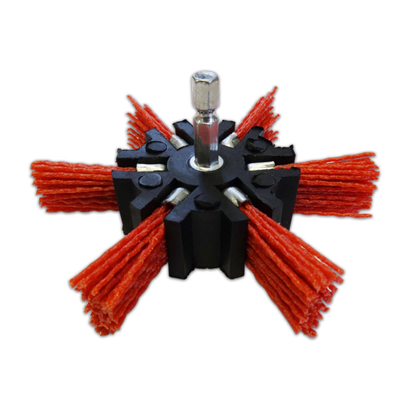 Josco 100mm Red Abrasive Nylon Fan Brush for Angle Grinders