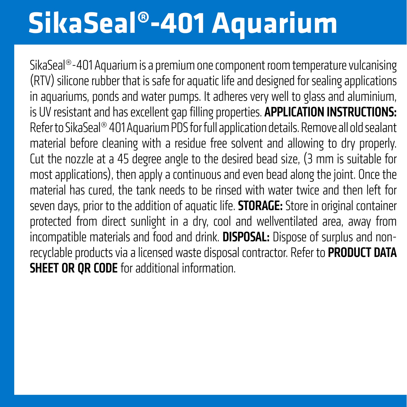 Sika SikaSeal Aquarium Silicone Sealant Transparent 75g