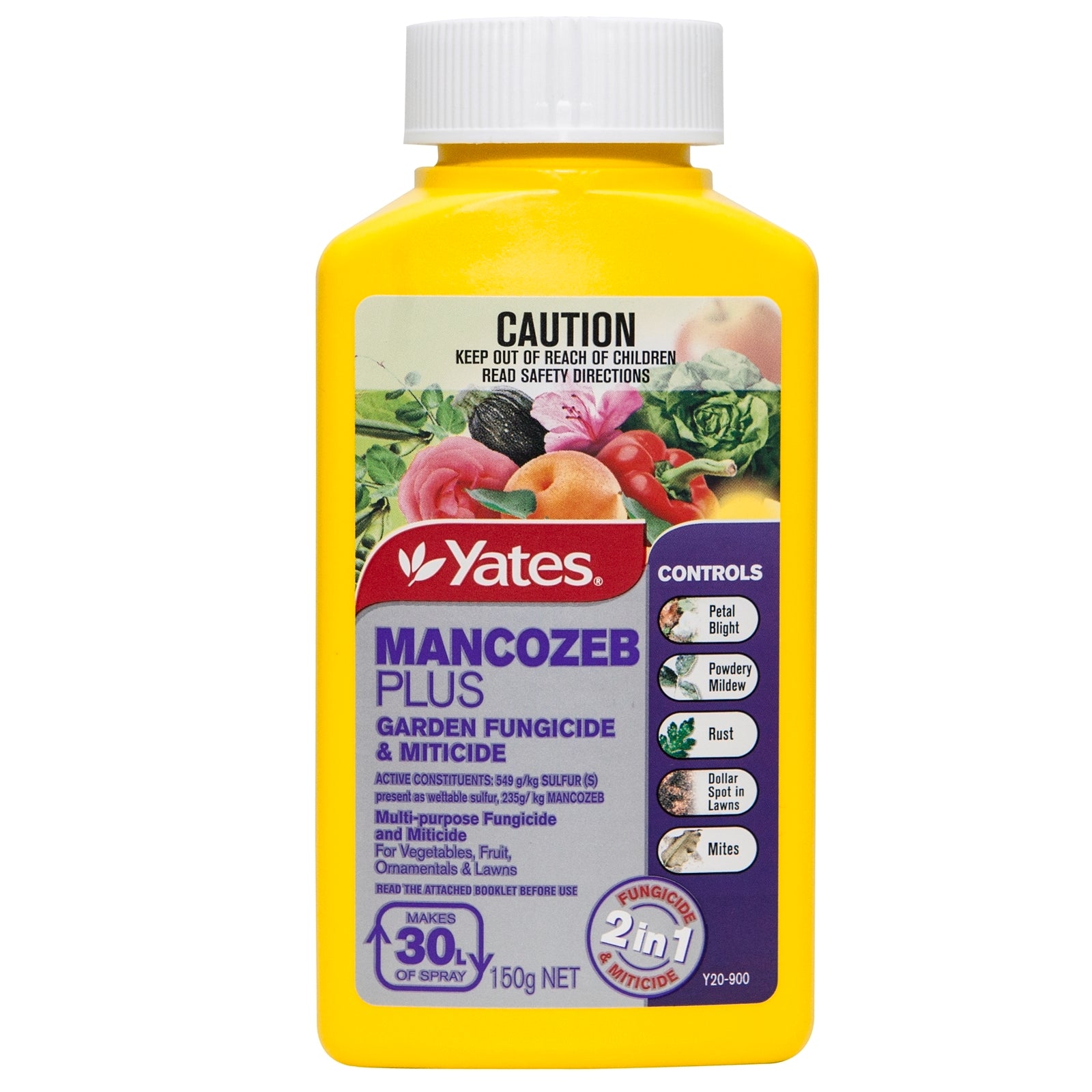 Yates Mancozeb Plus Garden Fungicide and Miticide 150g - Fruit and Vegetable Friendly Powder