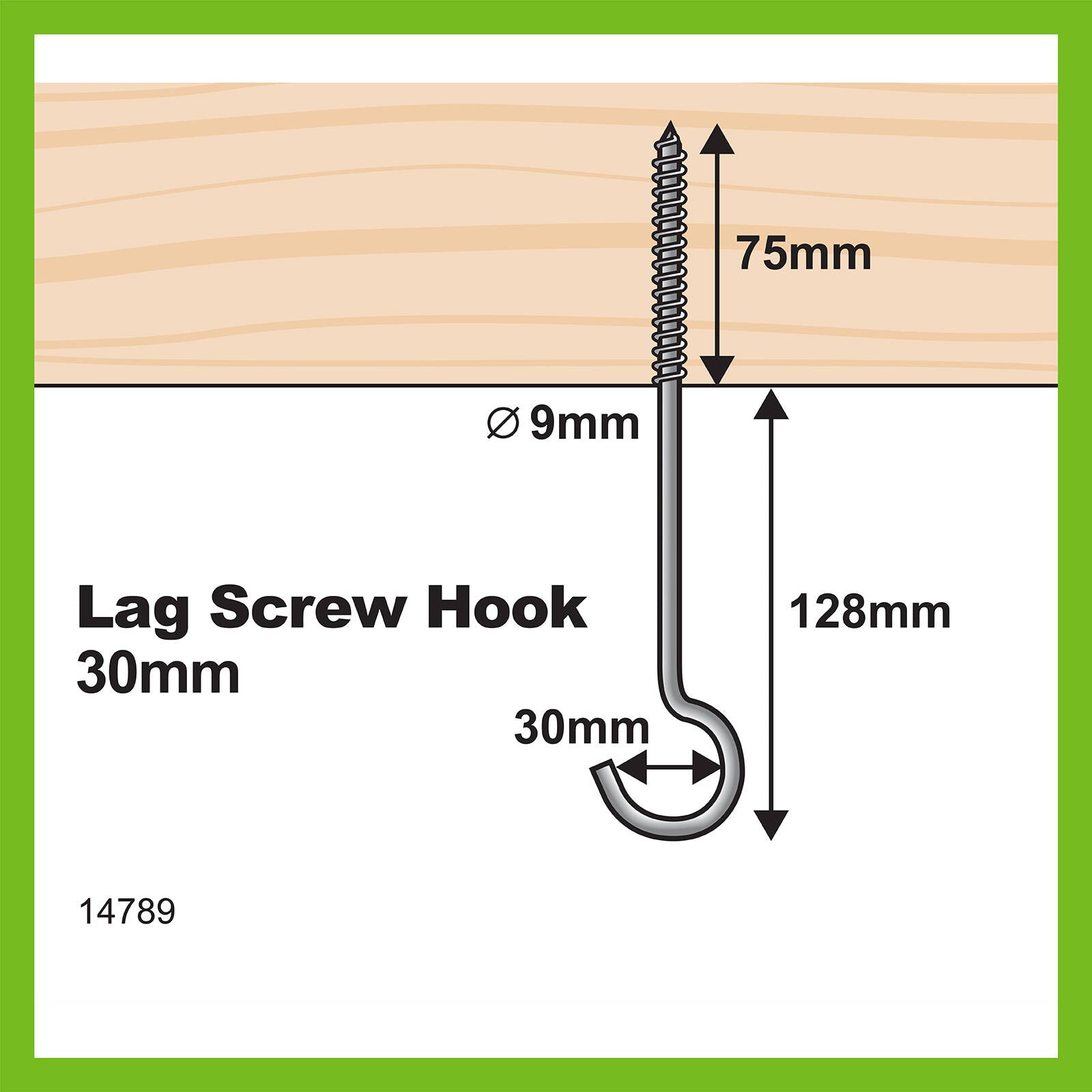 Everhang 7.6 x 203mm Zinc Plated Steel Lag Screw, 15kg Load - 1 Pack