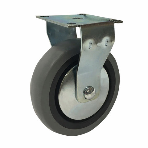 Easyroll 100mm Grey Rubber Fixed Plate Castor 55kg Load Capacity - SuperSaverAU - view 1