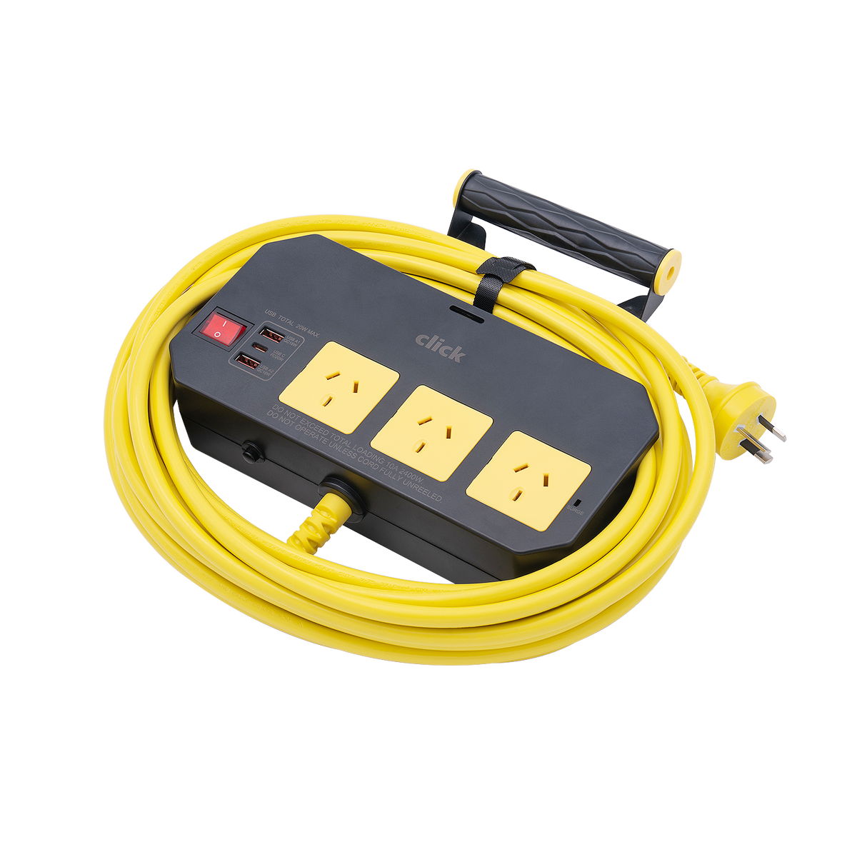Click 10m Cord Wall Mountable Power Board - 3 Outlet with Hanger - Fast Charging - SuperSaverAU - view 2