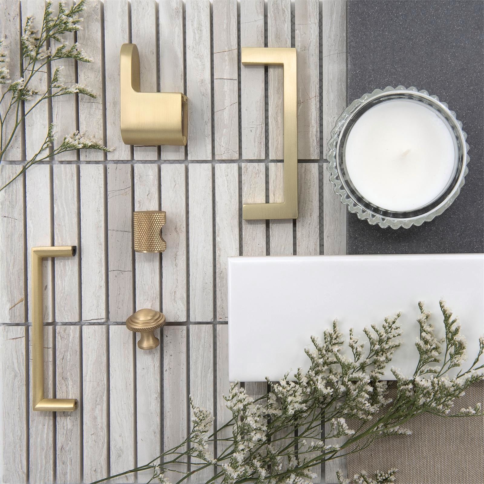 Lane 100mm Matte Brass Zinc Square Round Cabinet Handle Drawer Pull