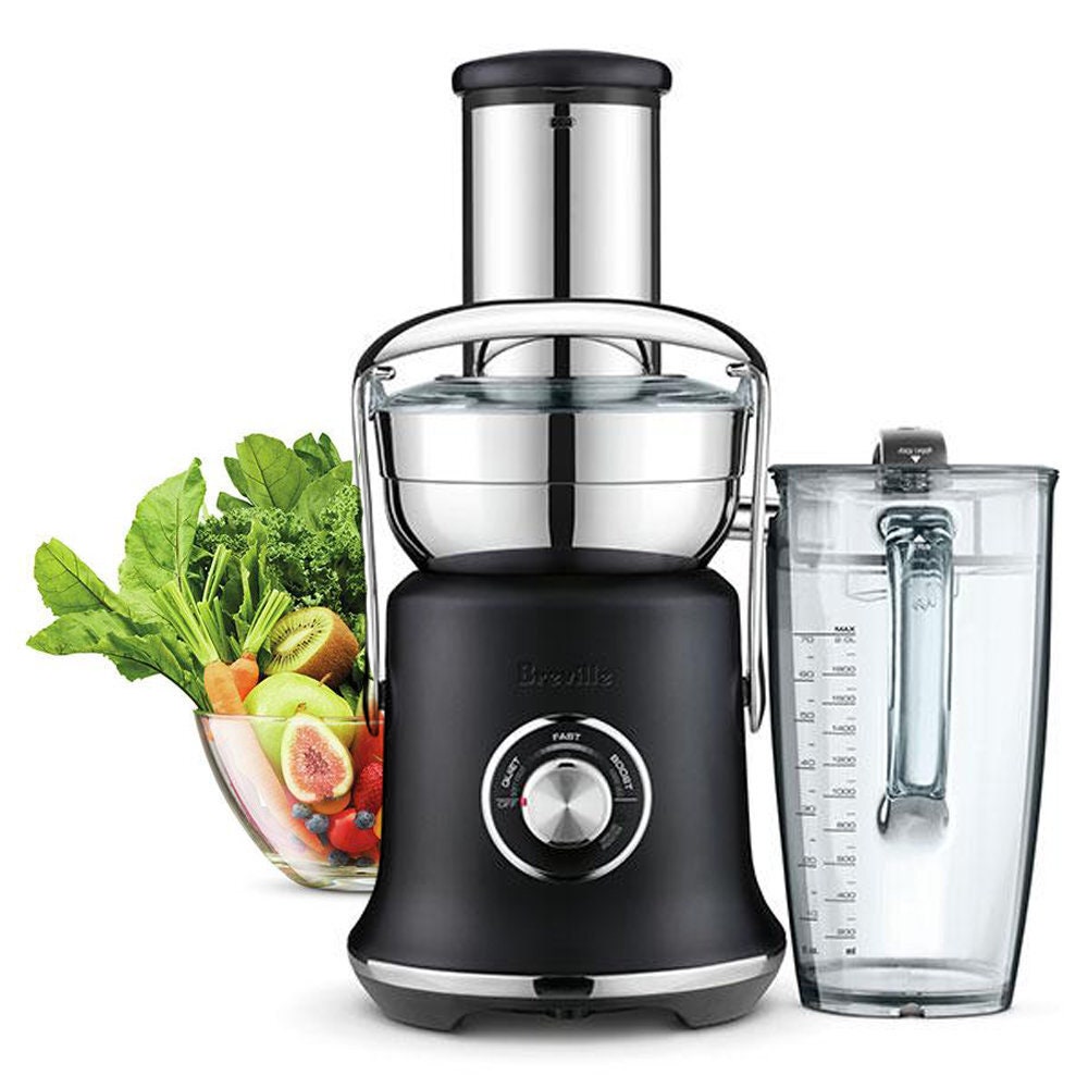 Breville Juice Fountain Cold XL Juicer 1500W - Black Truffle, 88mm Chute, 2L Seal and Store Jug - BJE830BTR