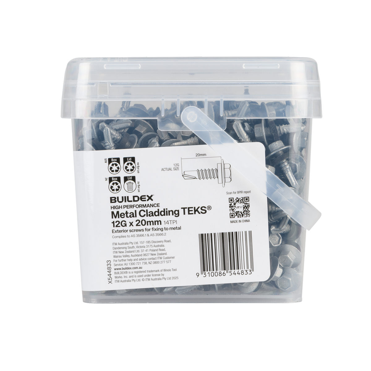Buildex 12g x 20mm Cladding Fencing Teks Screws - 500 Pack - Self-Drilling - Corrosion Resistant - SuperSaverAU - view 3