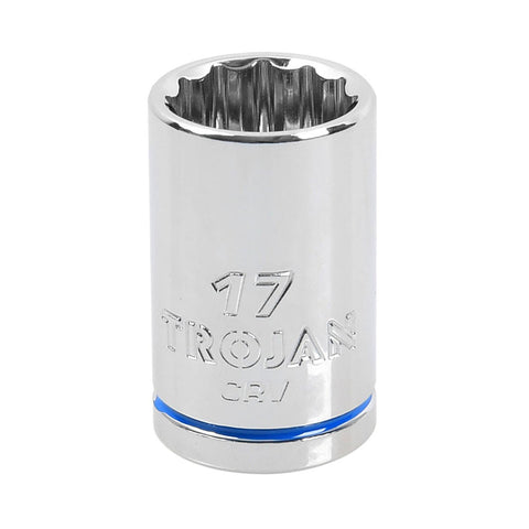 Trojan 17mm Socket 1/2 Drive - Polished Chrome Vanadium - Durable 12 Point Design - SuperSaverAU - view 1