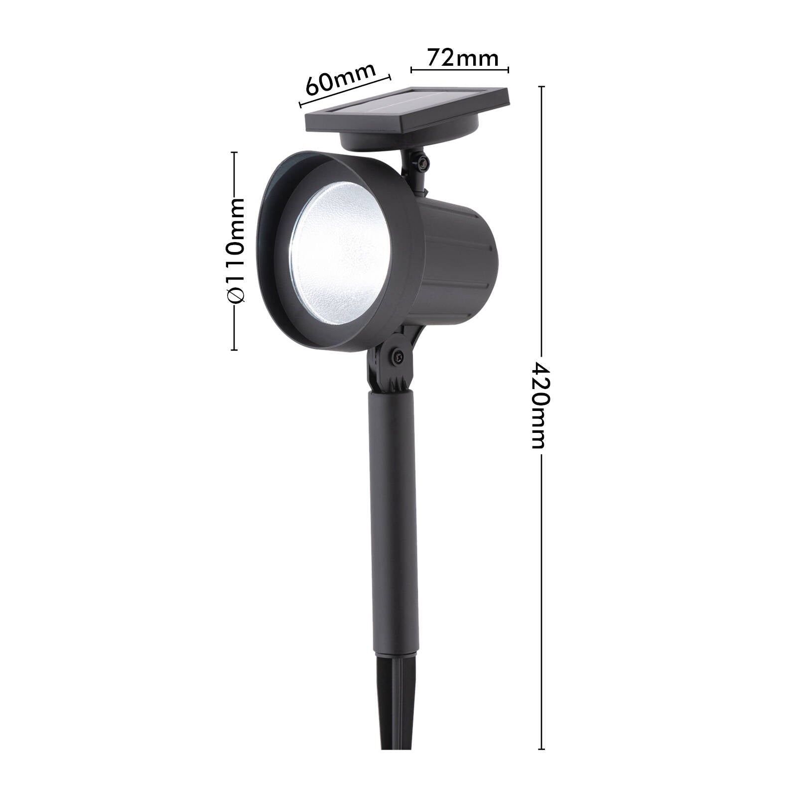 Arlec 20 Lumens LED Solar Garden Spot Light, Black Ground Stake LVS019