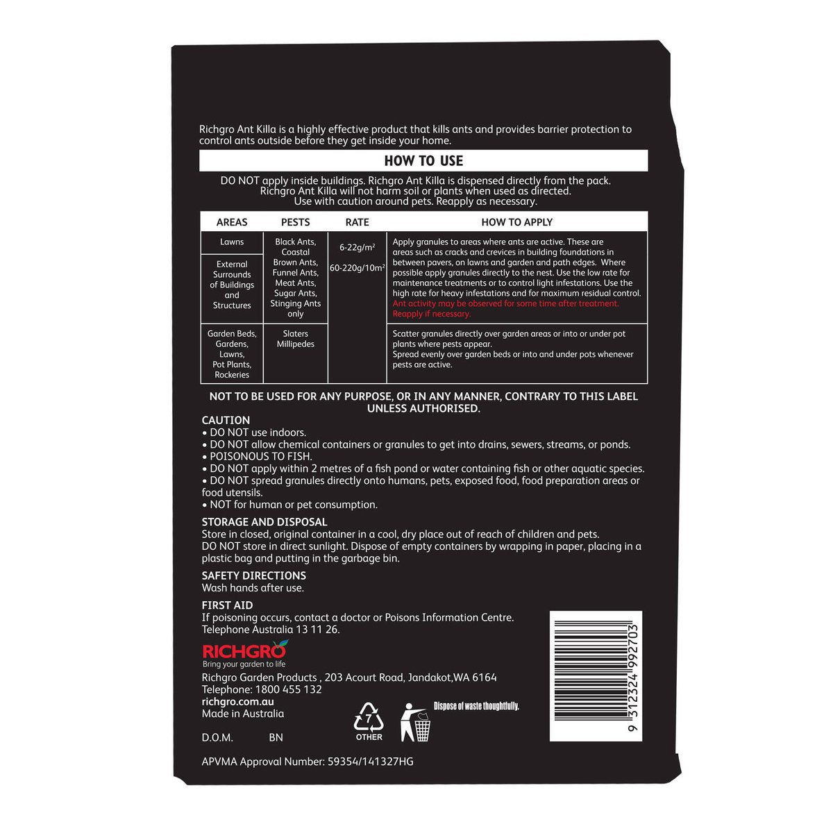 Richgro 5kg Ant Killa Insecticide Granules