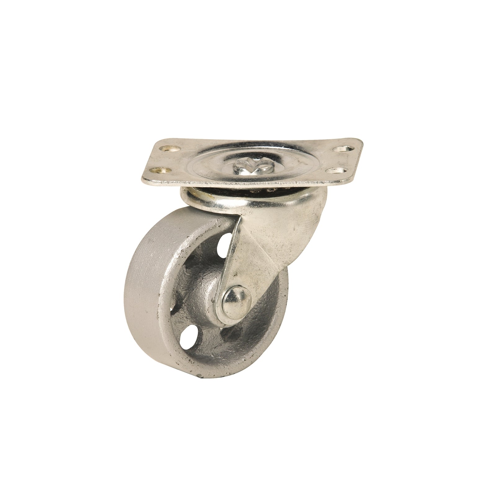 Easyroll 50mm Silver Cast Iron Swivel Plate Castor, 55kg Load