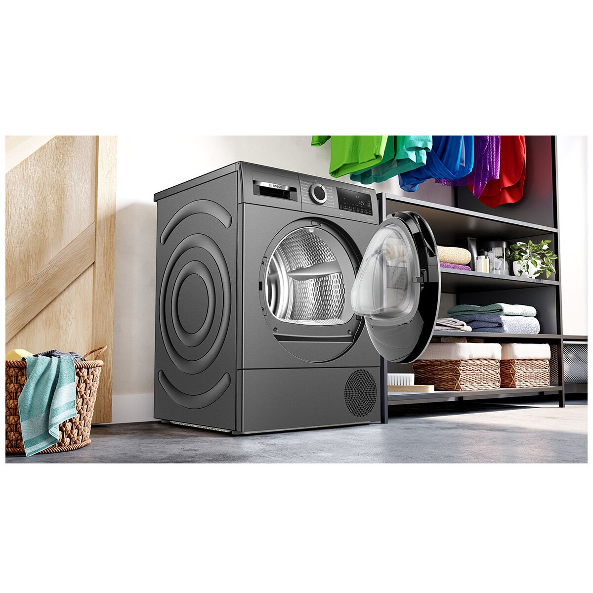Bosch Series 8 10kg Front Load Washer and 8kg Heat Pump Dryer Package - Grey - WGH254ARAUWQG235DRAU