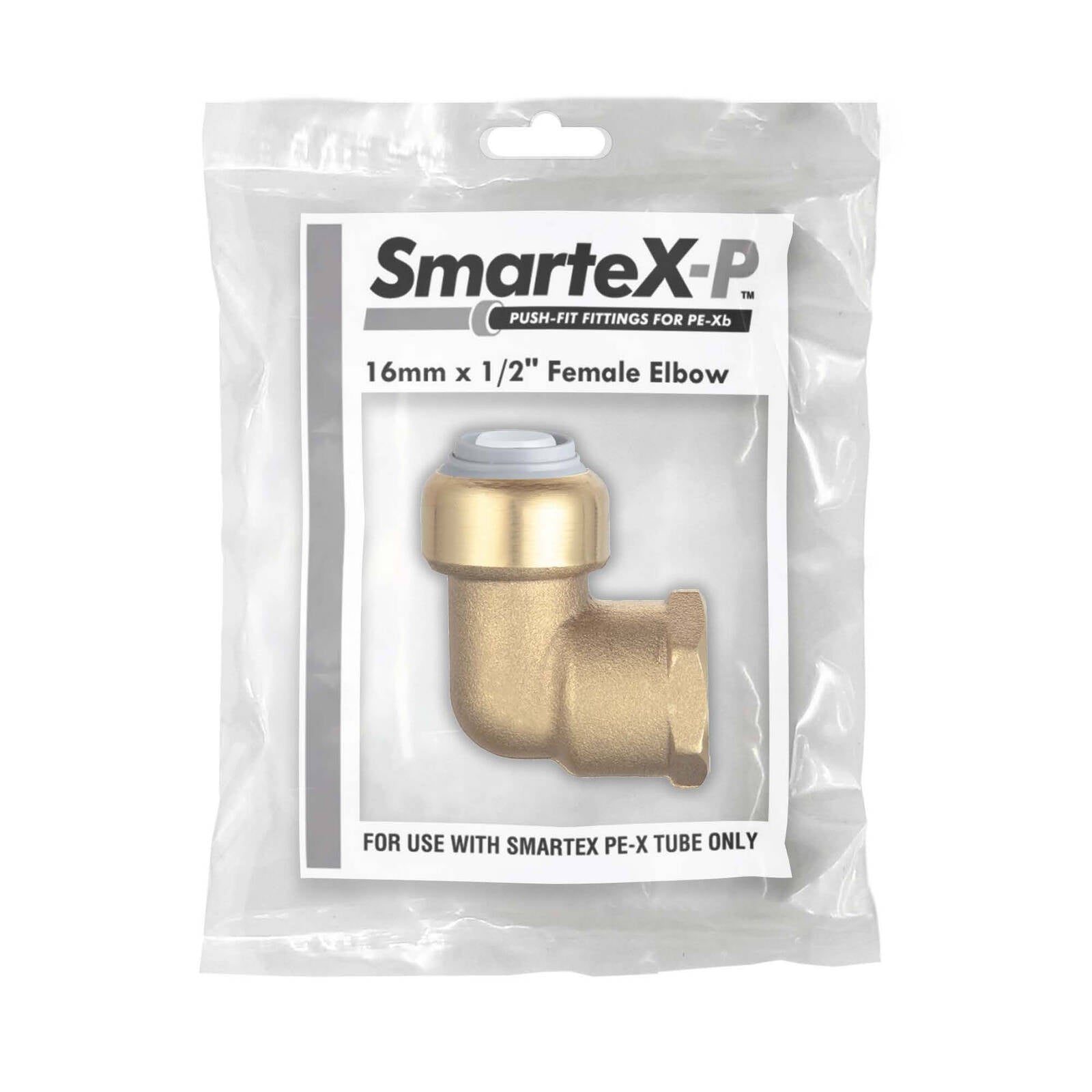 SmarteX-PEX 16 x 15mm Female Elbow, Lead Free Brass Push-Fit