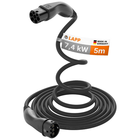 LAPP EV Helix Charge Cable Type 2 (7.4kW-1P-32A) 5M Black - SuperSaverAU - view 1