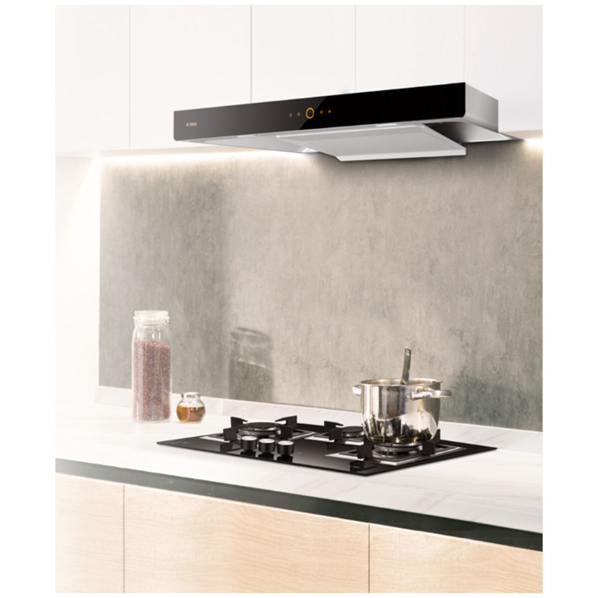 FOTILE Canopy Rangehood 90cm EMG9008-C AIS Technology 1180m3/h Suction Force 900Pa Static Pressure Triple Oil Filter Technology - SuperSaverAU - view 1