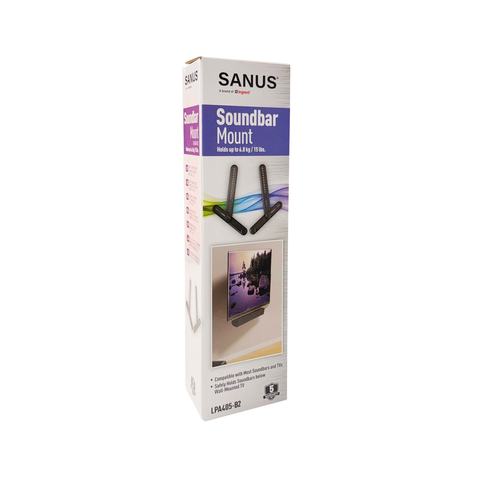 Sanus Soundbar Wall Mount, Holds Soundbars Up to 6.8kg, Horizontal, Hardware Included