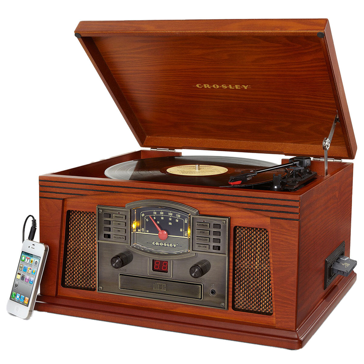 Crosley Lancaster Turntable with Bluetooth 4.1, AM/FM Radio, Wood, 444.5x241.3x323.85 mm - SuperSaverAU - view 3