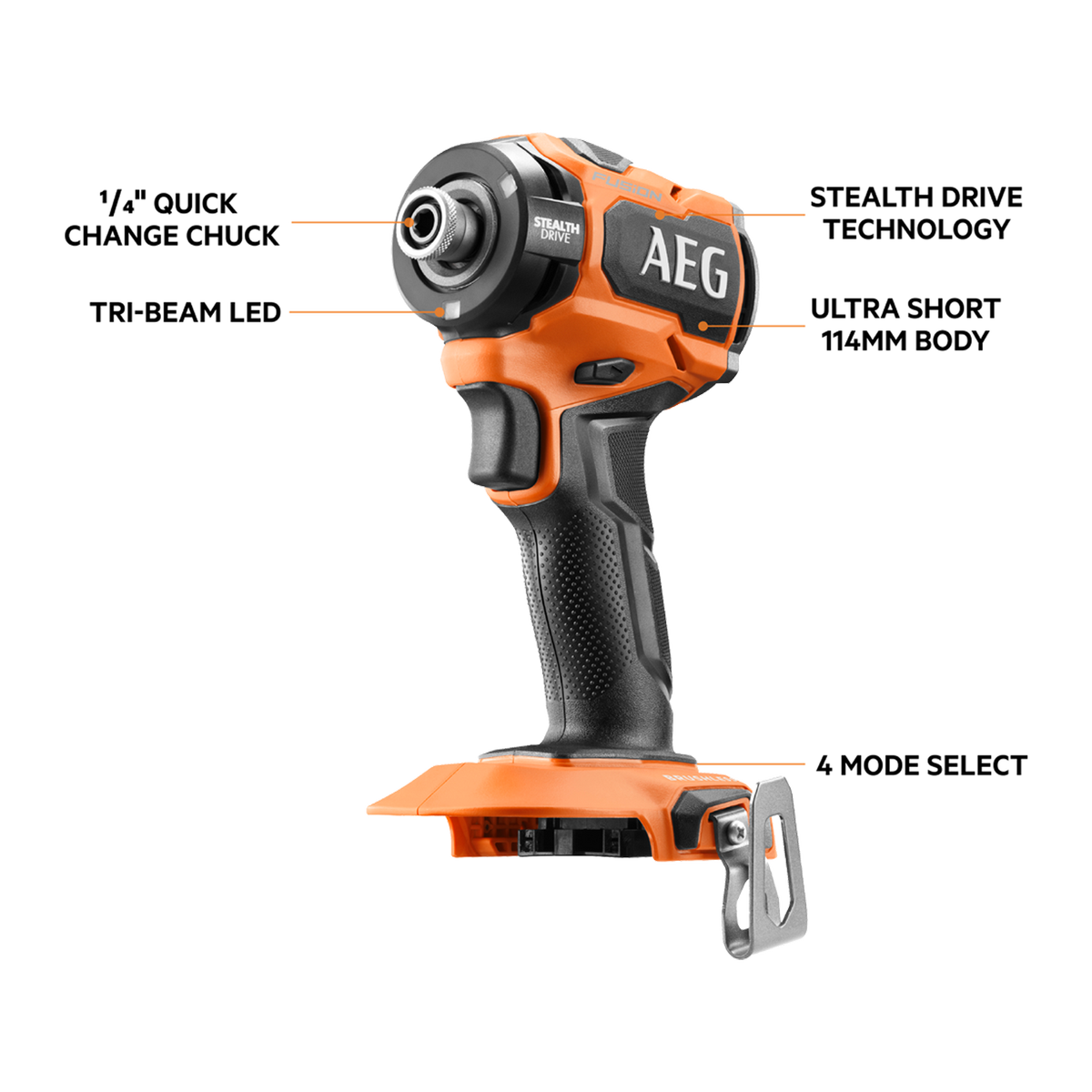 AEG 18V Fusion Stealth Impact Driver A18FSIDBL0 - Skin Only
