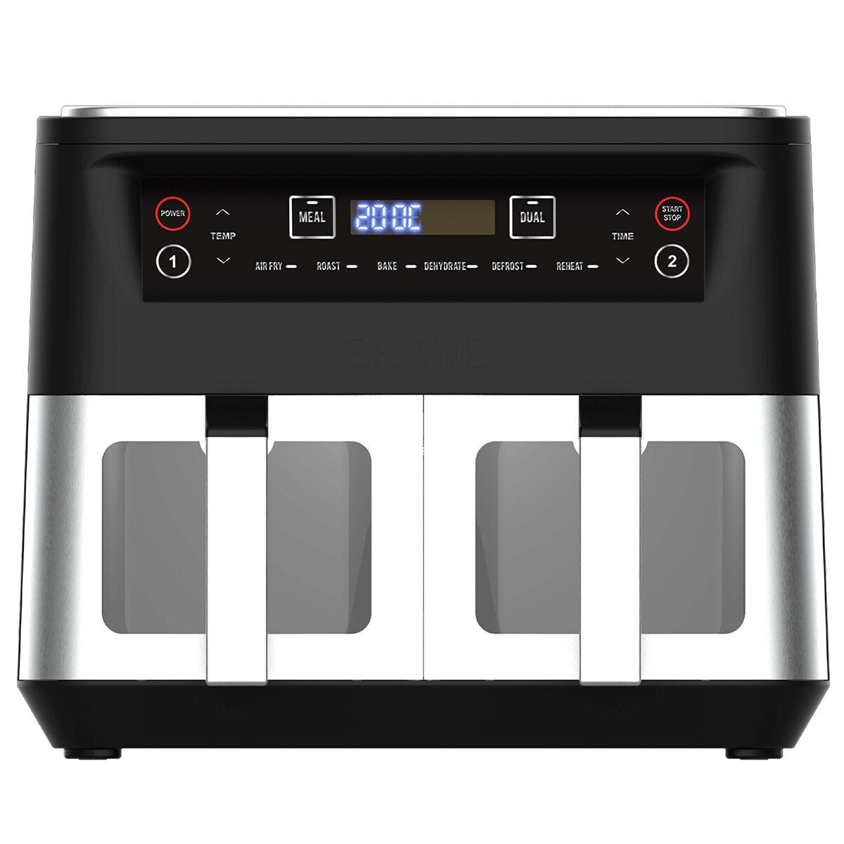 Kitchen Couture Dual View Twin Basket Air Fryer 10L - Black and Silver - Viewing Windows - 10004409