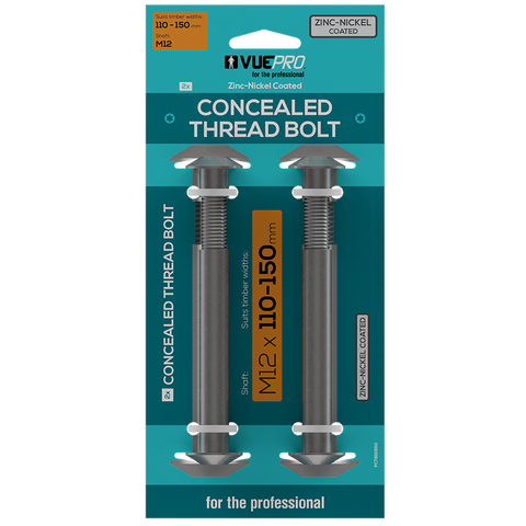 VUEPRO M12 110-150mm Concealed Thread Bolt, 2 Pack