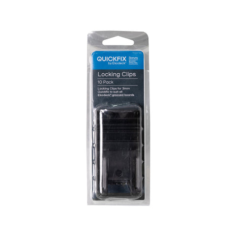 Ekodeck Quickfix 3mm Stainless Steel Locking Clips 10 Pack Black