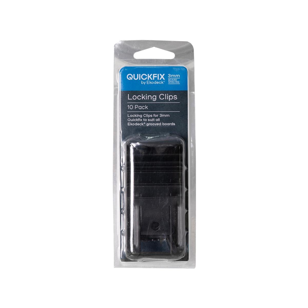 Ekodeck Quickfix 3mm Stainless Steel Locking Clips 10 Pack Black
