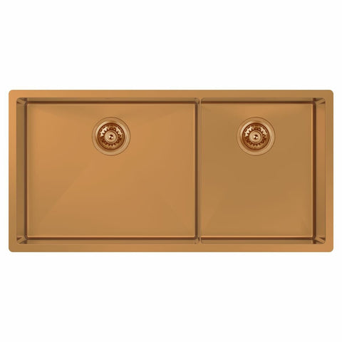 Abey Piazza 1 and 3/4 bowl sink - Artisan Copper stainless steel - undermount - CR500DCO
