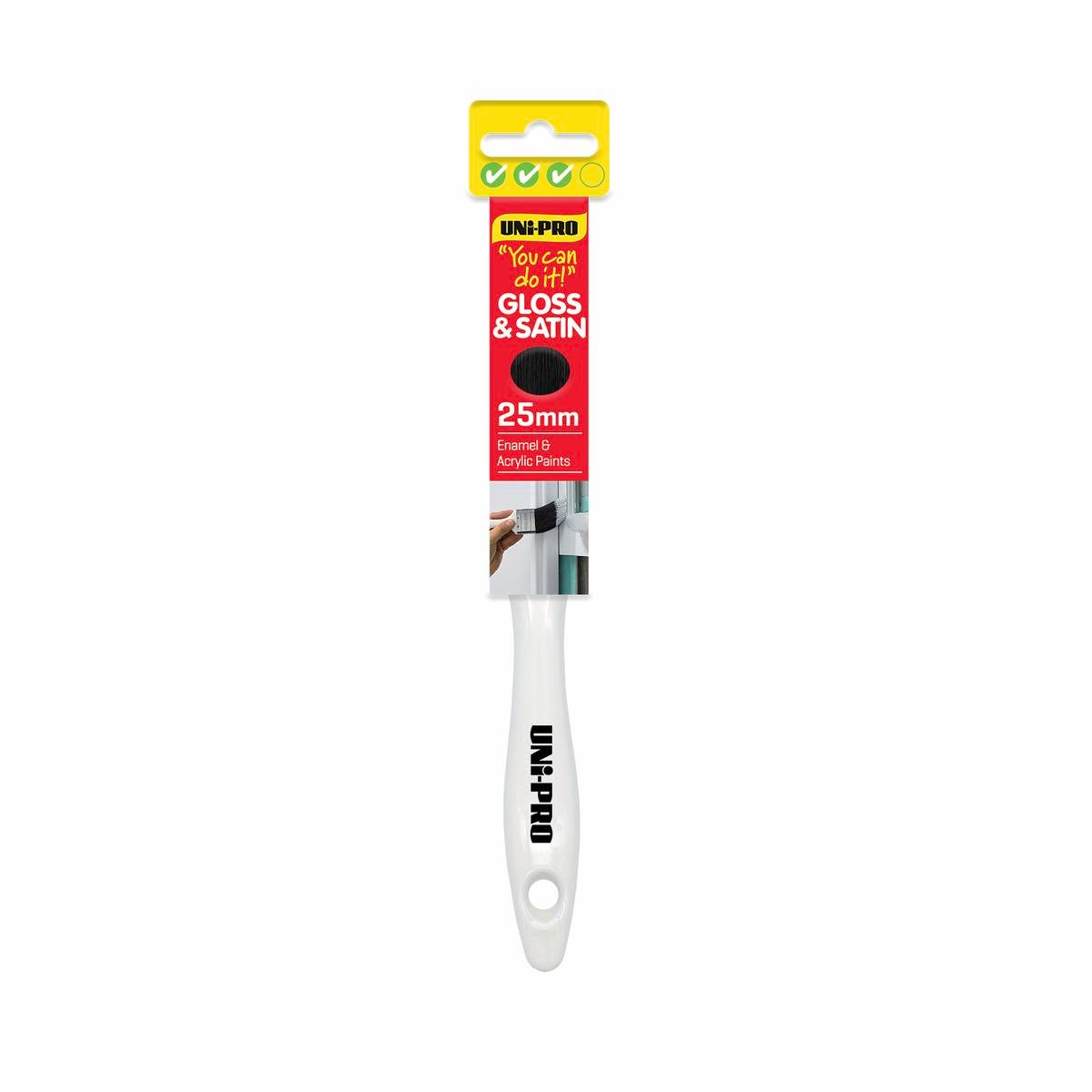Uni-Pro 25mm Gloss and Satin Paint Brush Solvent Resistant Synthetic Filament