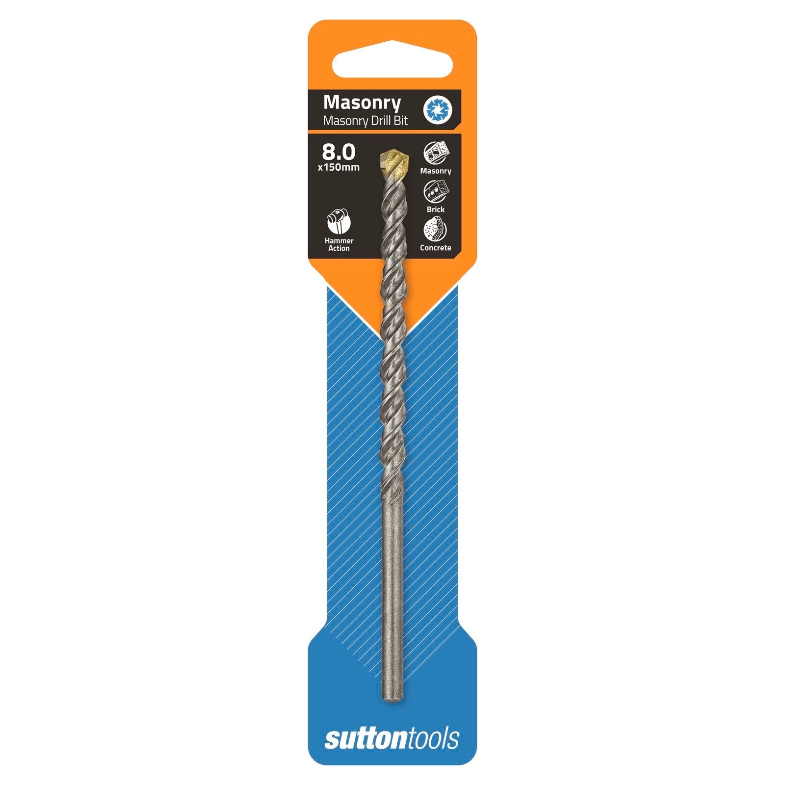 Sutton Tools 8 x 150mm SB TCT Masonry Drill Bit, Carbide Tip, 150mm Drilling Depth