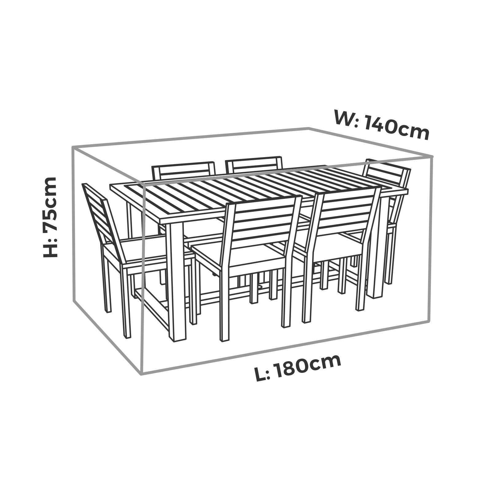 Mojo Small All Weather Rectangle Table & Chairs Outdoor Furniture Cover, Weather & UV Resistant