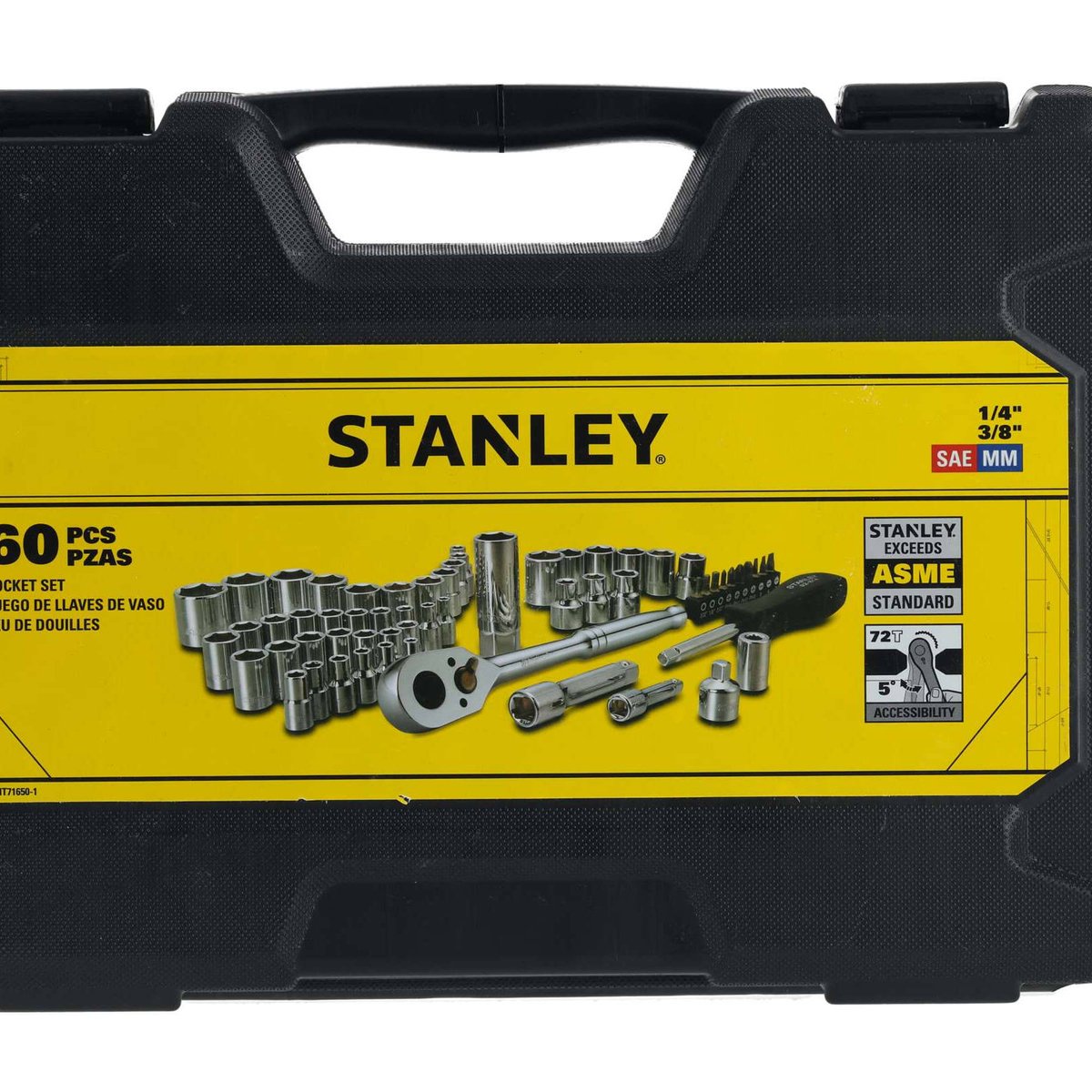 Stanley 60 Piece 1/4" and 3/8" Drive Socket Set, Ratcheting with Case