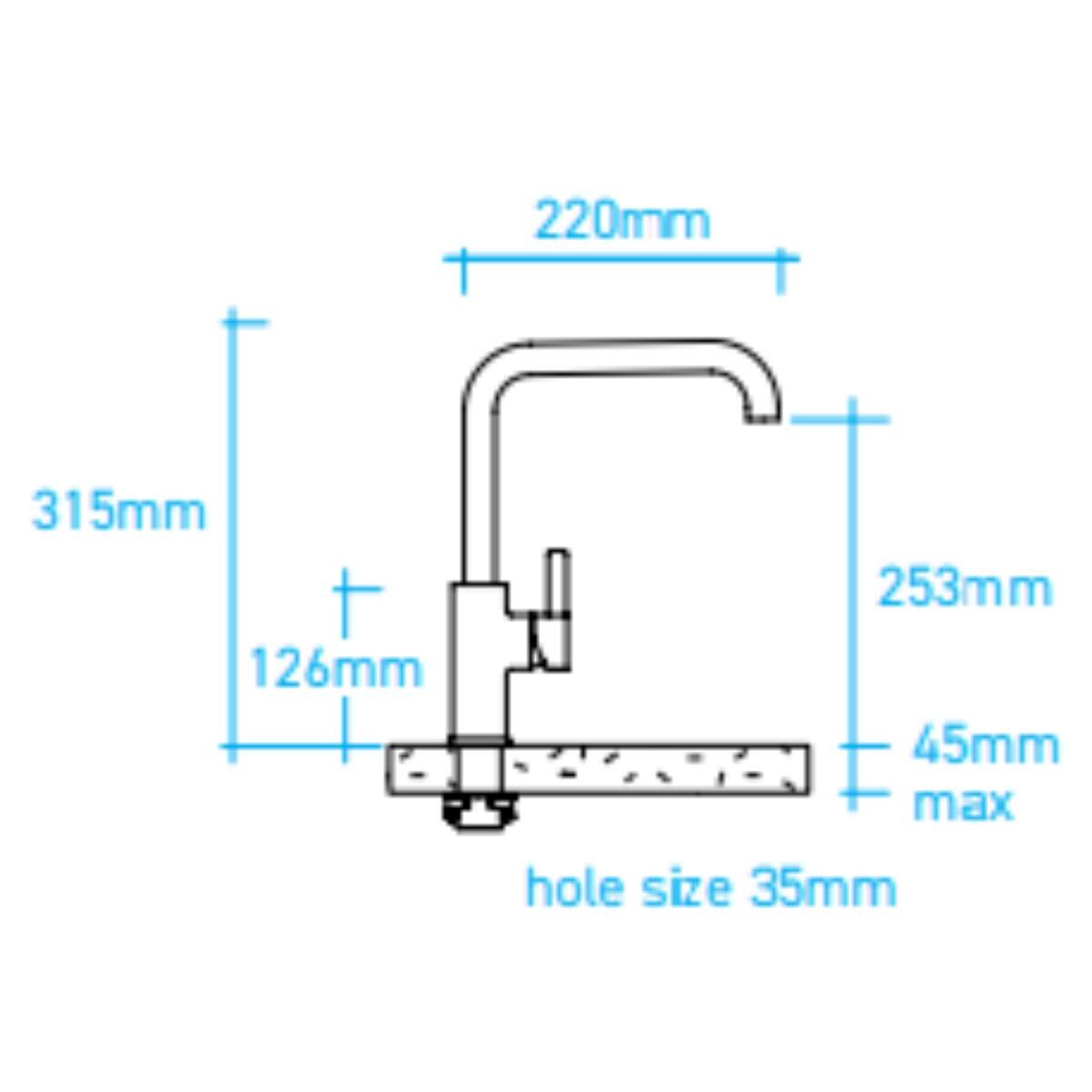 Billi Home Square Neck Gooseneck Mixer Tap - Urban Brass Finish - 6 Star WELS Rating - 4.5L/min - 991700SUB