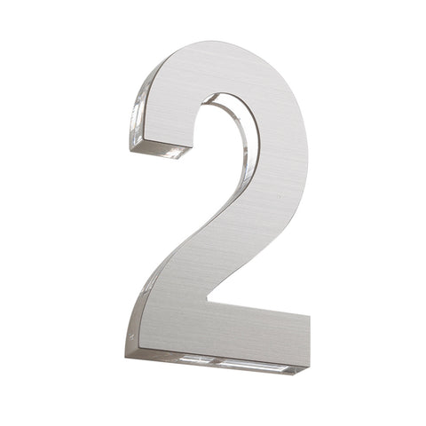 Sandleford Azure House Number 2 120mm Silver Stainless Steel & Acrylic, Weather Resistant