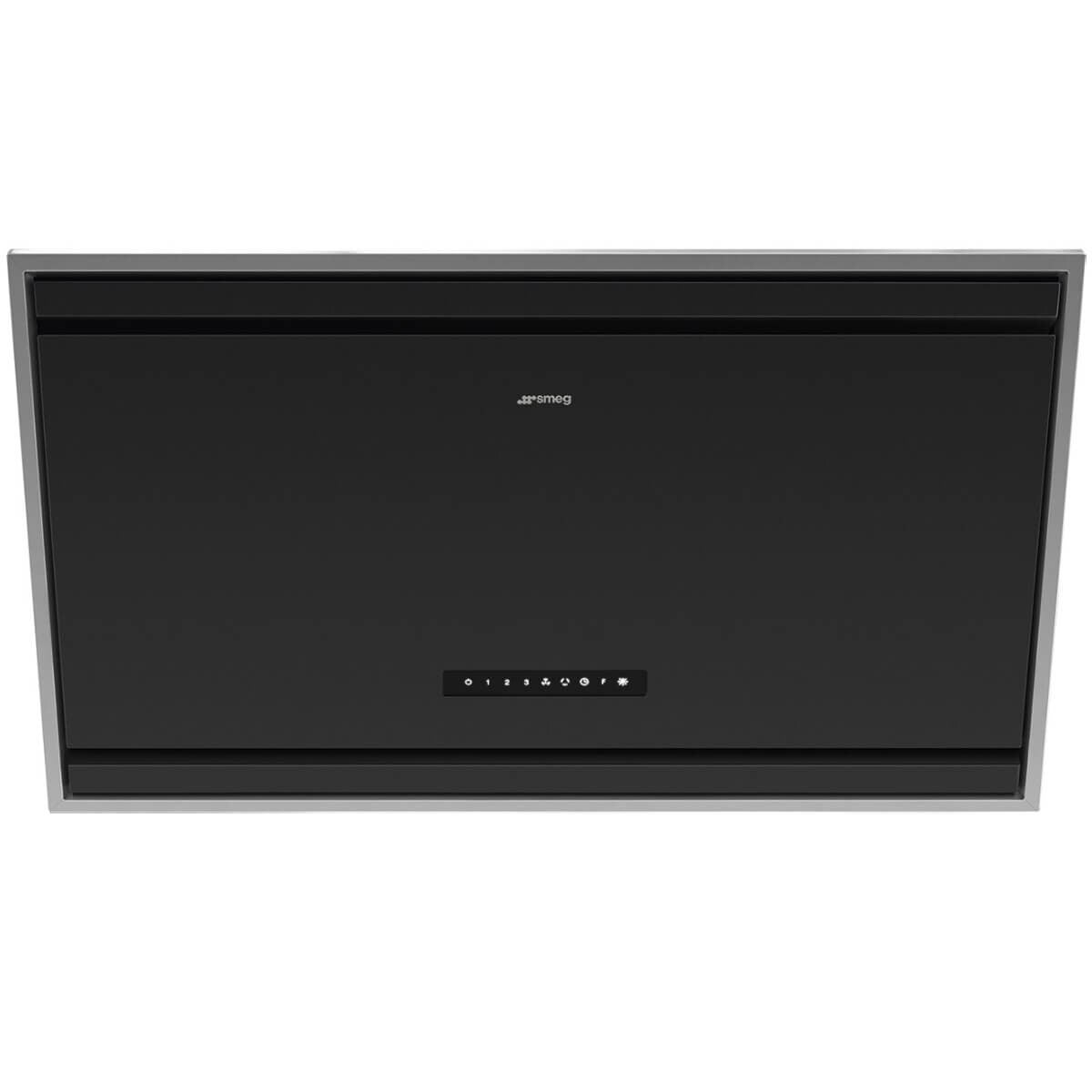 Smeg 90cm Angled Wall Mount Rangehood - Matte Black, 729m³/h, Autovent 2.0, Touch Controls - KV394MB