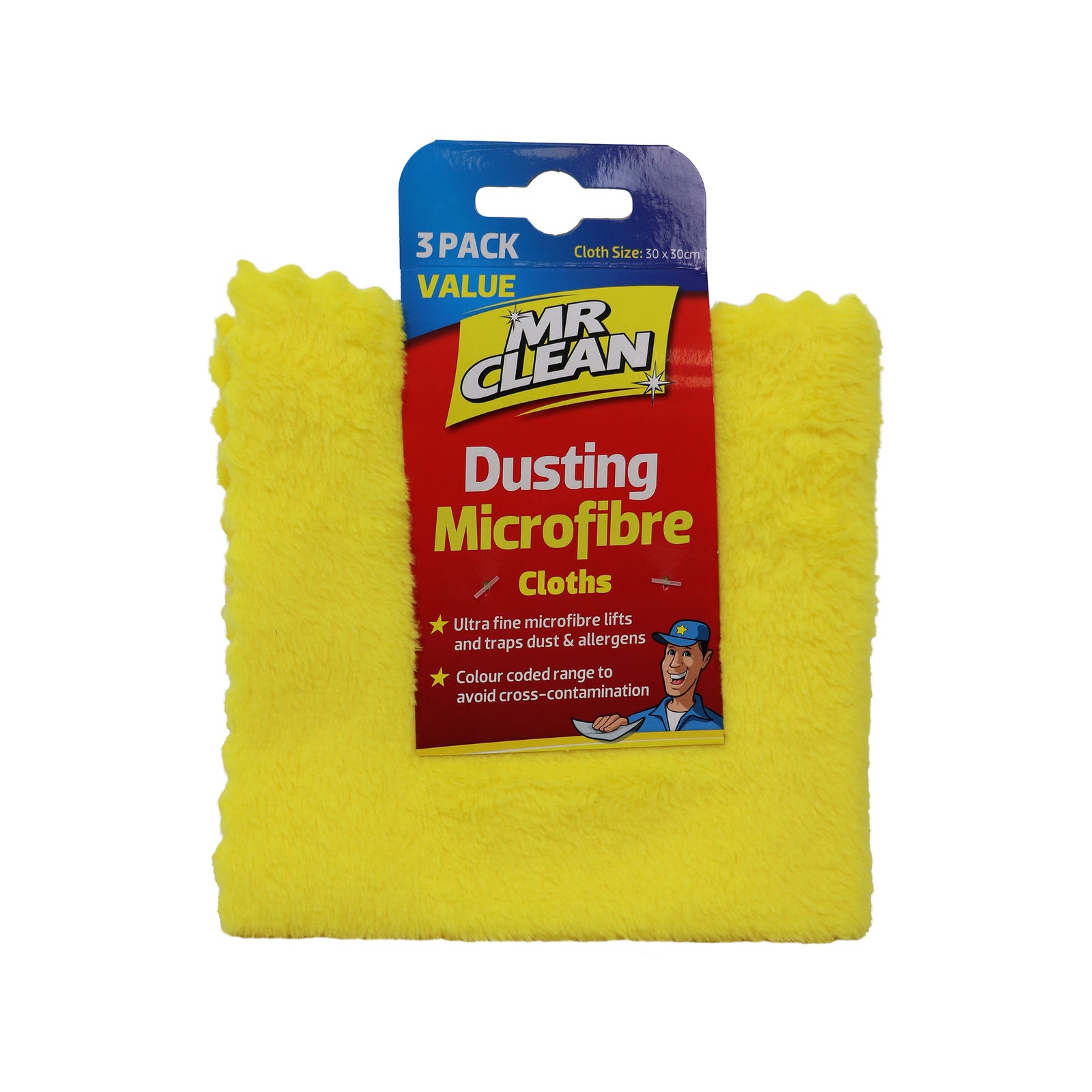 Mr Clean Dusting Microfibre Cloth 3 Pack 300 x 300mm Indoor Dry Dusting