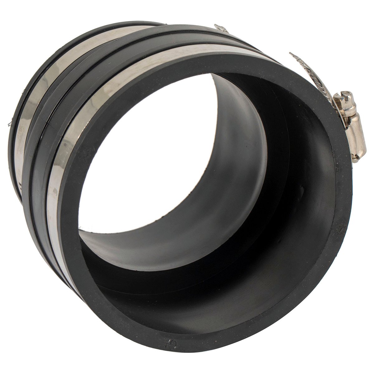 Deks Industries 100mm to 80/90mm PVC Reducing Rubber Jenco Joiner - EPDM & Stainless Steel, Underground Rated, Black