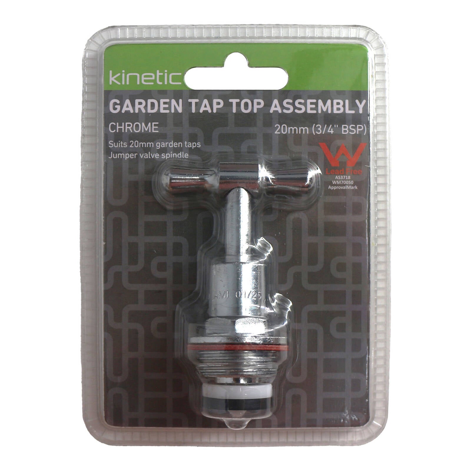 Kinetic 20mm Chrome Garden Tap Top Assembly, Lead Free Brass, Chrome Plated